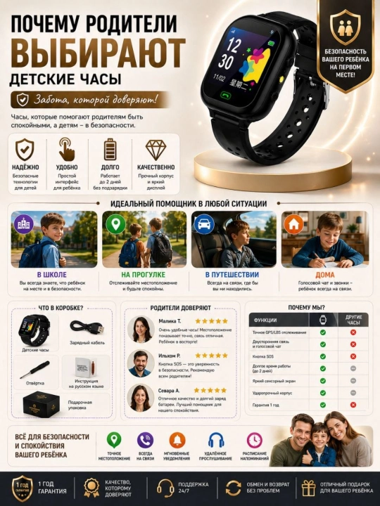 Bolalar smart soati, SIM kartada ishlaydi, ilova orqali masofadan boshqarish