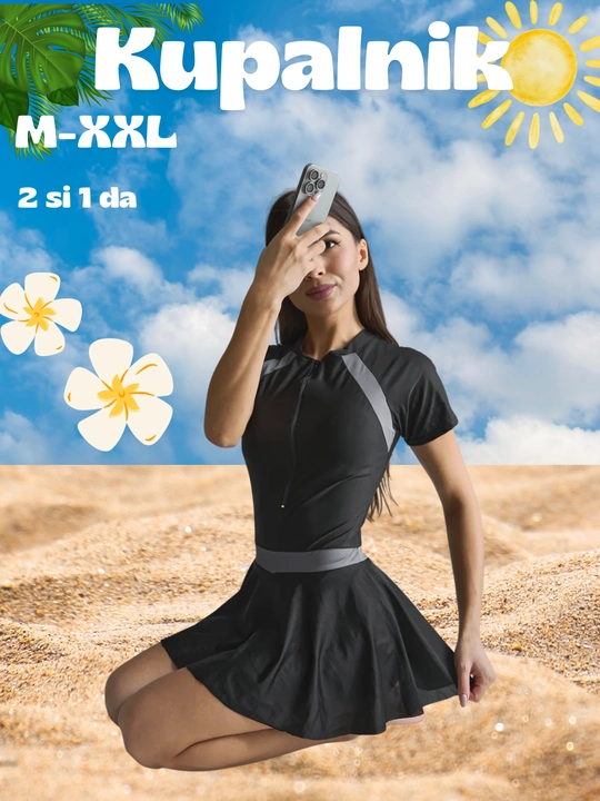 Bir qismli suzish kostyumi, yubka bilan shorti, standart o'lchamlari M-XXL - 