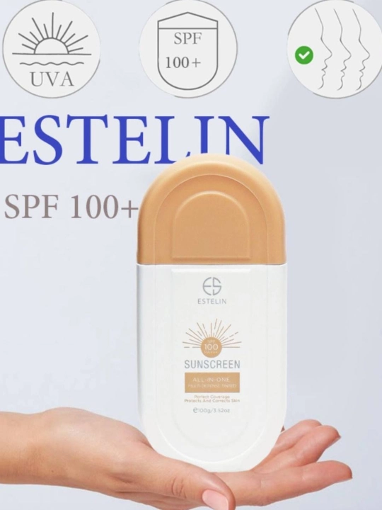 Quyoshdan himoyalovchi krem, suvga chidamli, ESTELIN SPF 100, 90, 80 PA+++ 100 ml