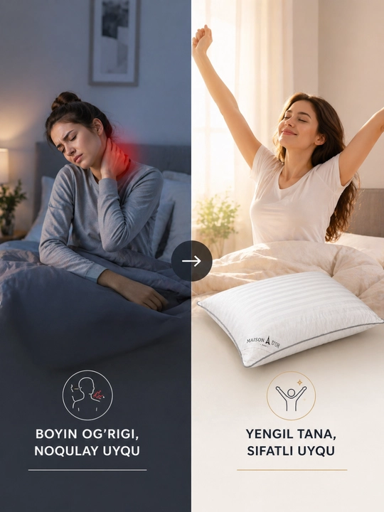 Ortopedik yostiq 2 dona, bo'yin og'rig'iga qarshi, gipoallergen, yumshoq 50x70