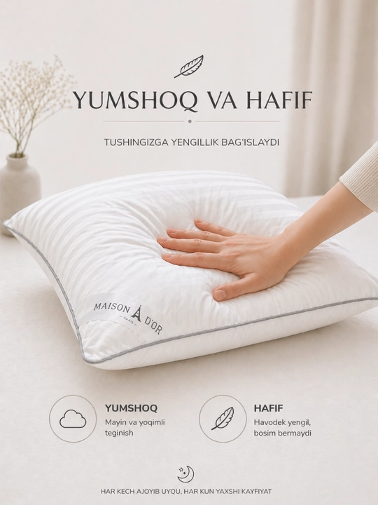 Ortopedik yostiq 2 dona, bo'yin og'rig'iga qarshi, gipoallergen, yumshoq 50x70