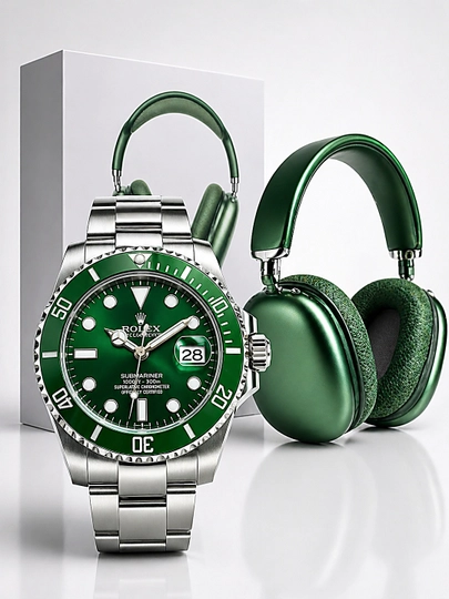 Подарочный набор: часы Rolex + беспроводные наушники P9 — RSAVDO1-1995-ЗЕЛЕН