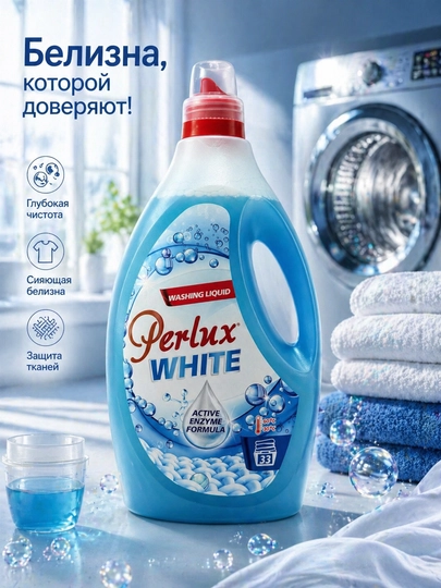 Универсальный стиральный концентрат PerluxWhite для стирки белых вещей, 1.98 л, для одежды — 0303202-WASHINGWHITECONSENTRATE