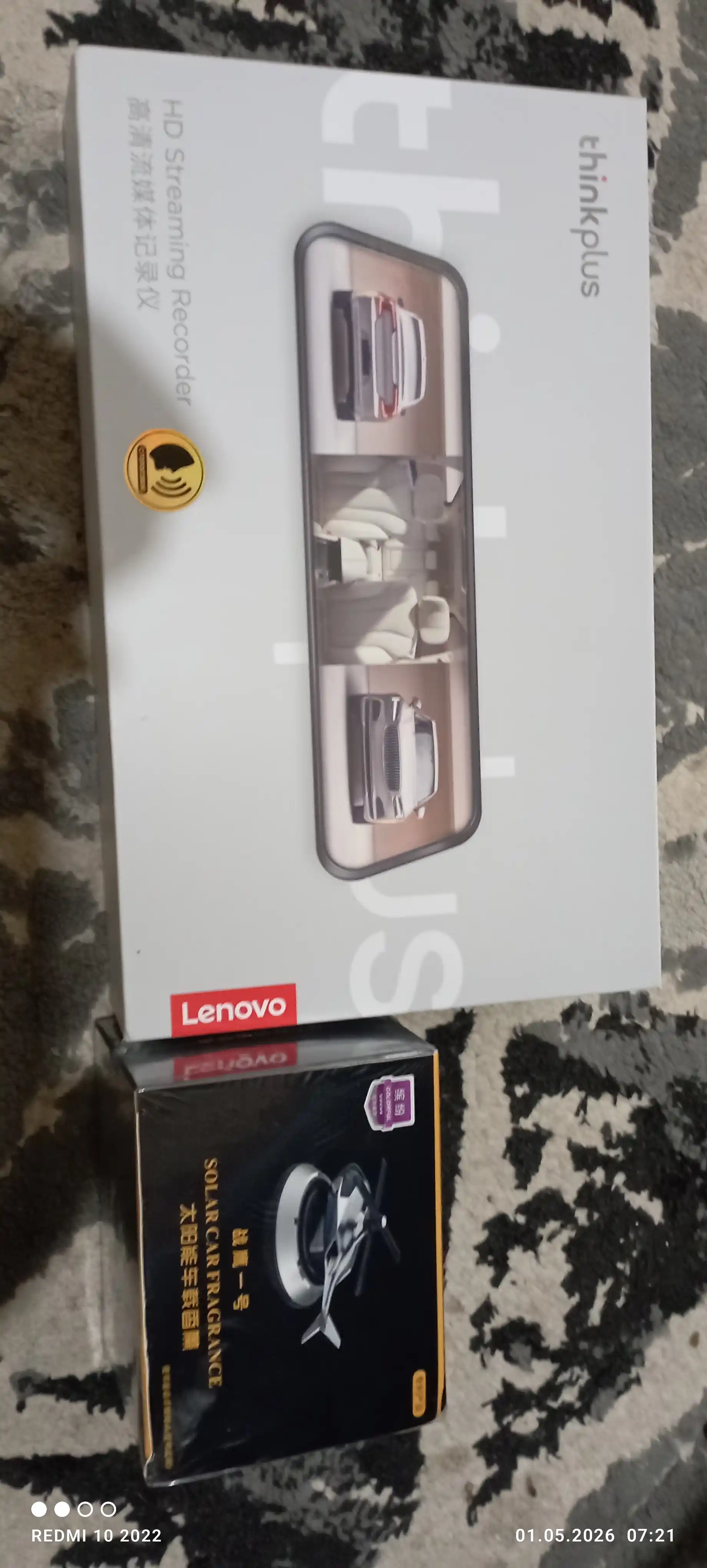 Видеорегистратор Lenovo, 3 камеры, Wi-Fi мониторинг, ночной режим и парковочный режим