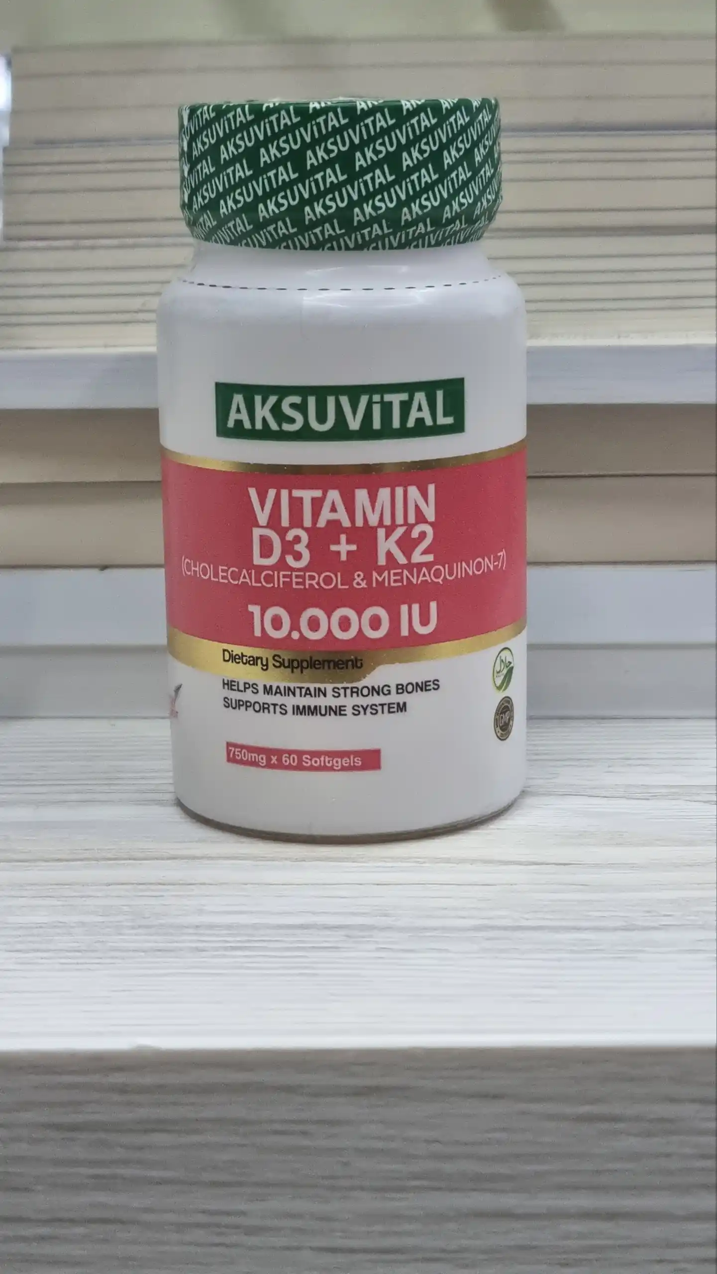 Shiffa Home Vitamin D3 + K2 (10 000 IU), биологически активная добавка, 60 мягких капсул