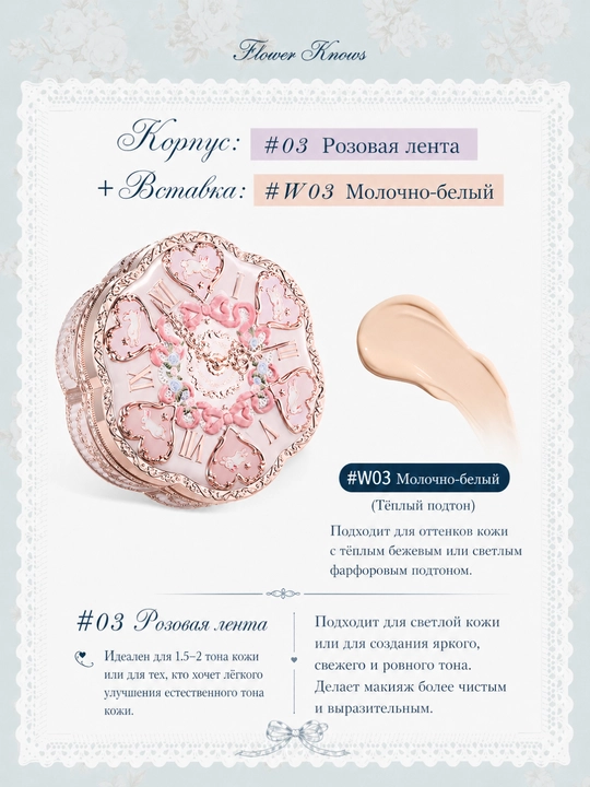 Flower Knows Bunny Garden кушон-крем — лёгкий тон, естественное покрытие, стойкость