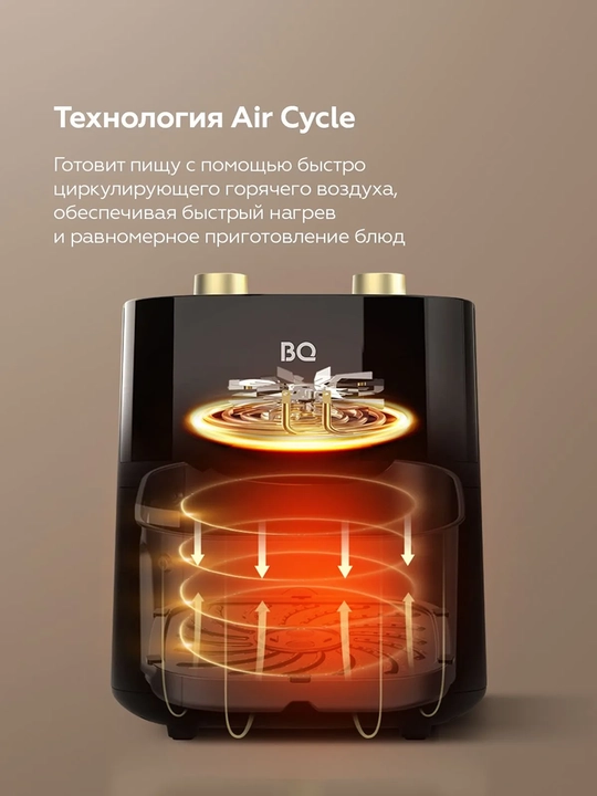 Аэрогриль BQ AF6000M 4 в 1, объем 6л, мощность 1700 Вт,технология Air Cycle