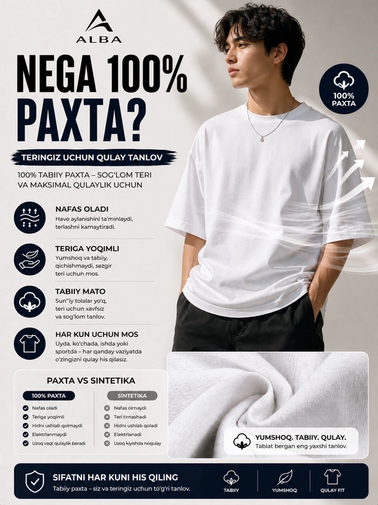 Koreya uslubidagi OVERSIZE PLUS futbolka, erkaklar uchun