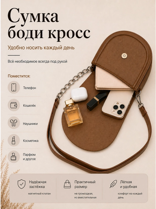 Sayr va sayohatlar uchun ayollar kross-bodi sumkasi, yelkadan osiladigan, mini, eko-charm