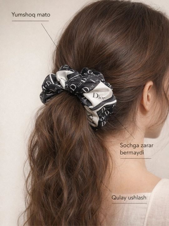 Atlas scrunchie soch rezinkasi – yumshoq va zamonaviy