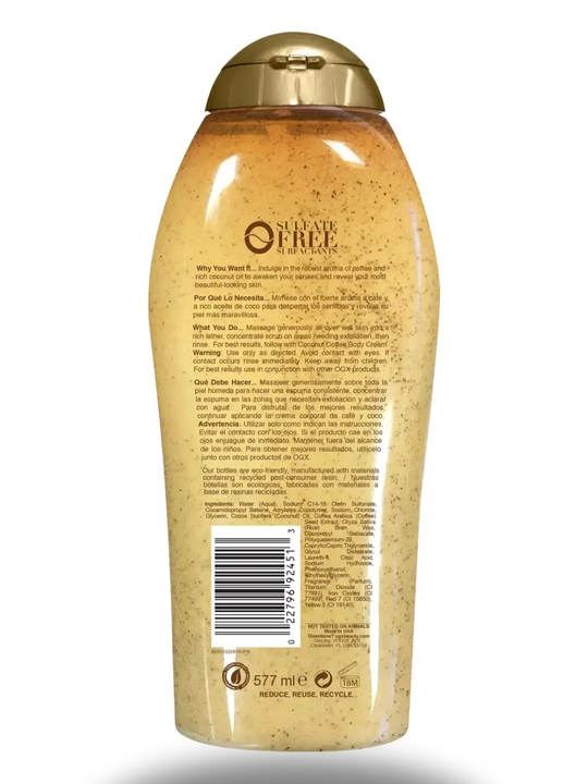 OGX, Гель скраб для душа, с натуральными экстарктами, Scrub and Wash,577 мл, США 