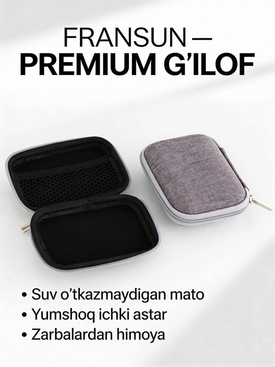 Quloqchin va aksessuarlar uchun g'ilof (keys) Fransun, universal, zarbaga chidamli - 