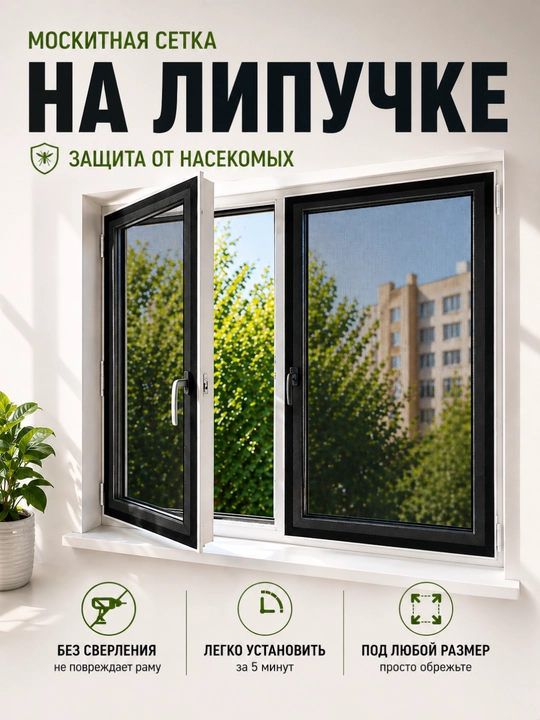 Oyna uchun lipuchkali (Velcro lentali) moskit setka, chivinlardan himoya setkasi DIY - 