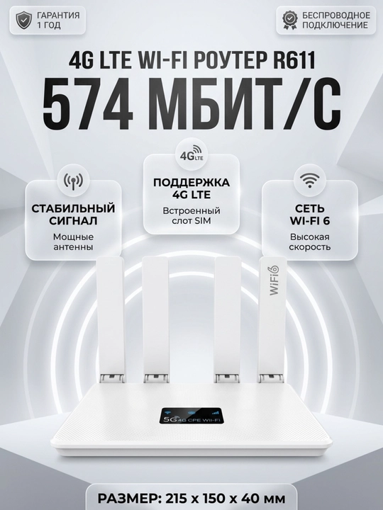 4G LTE Wi-Fi роутер R611 с поддержкой SIM-карты, 300 Мбит/с, для дома и офиса