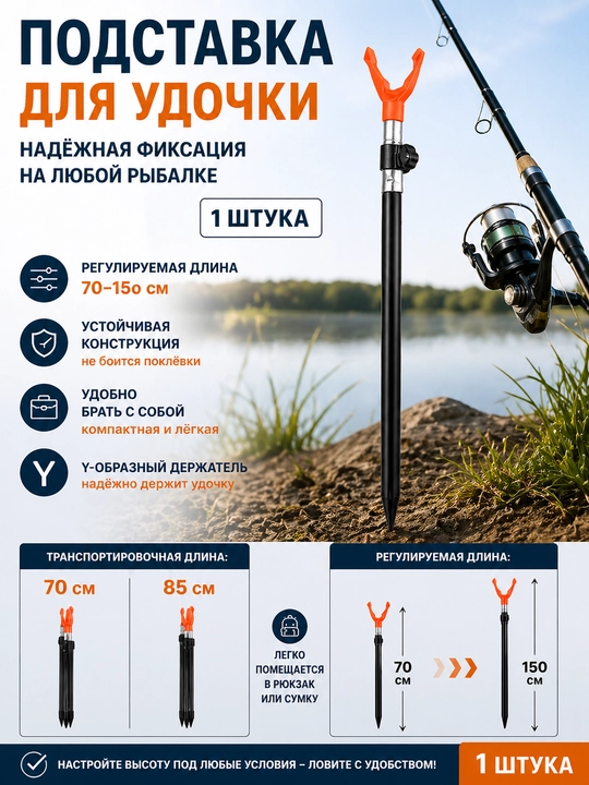 Подставка для удочки телескопическая 70–150 см, стойка держатель 1 шт