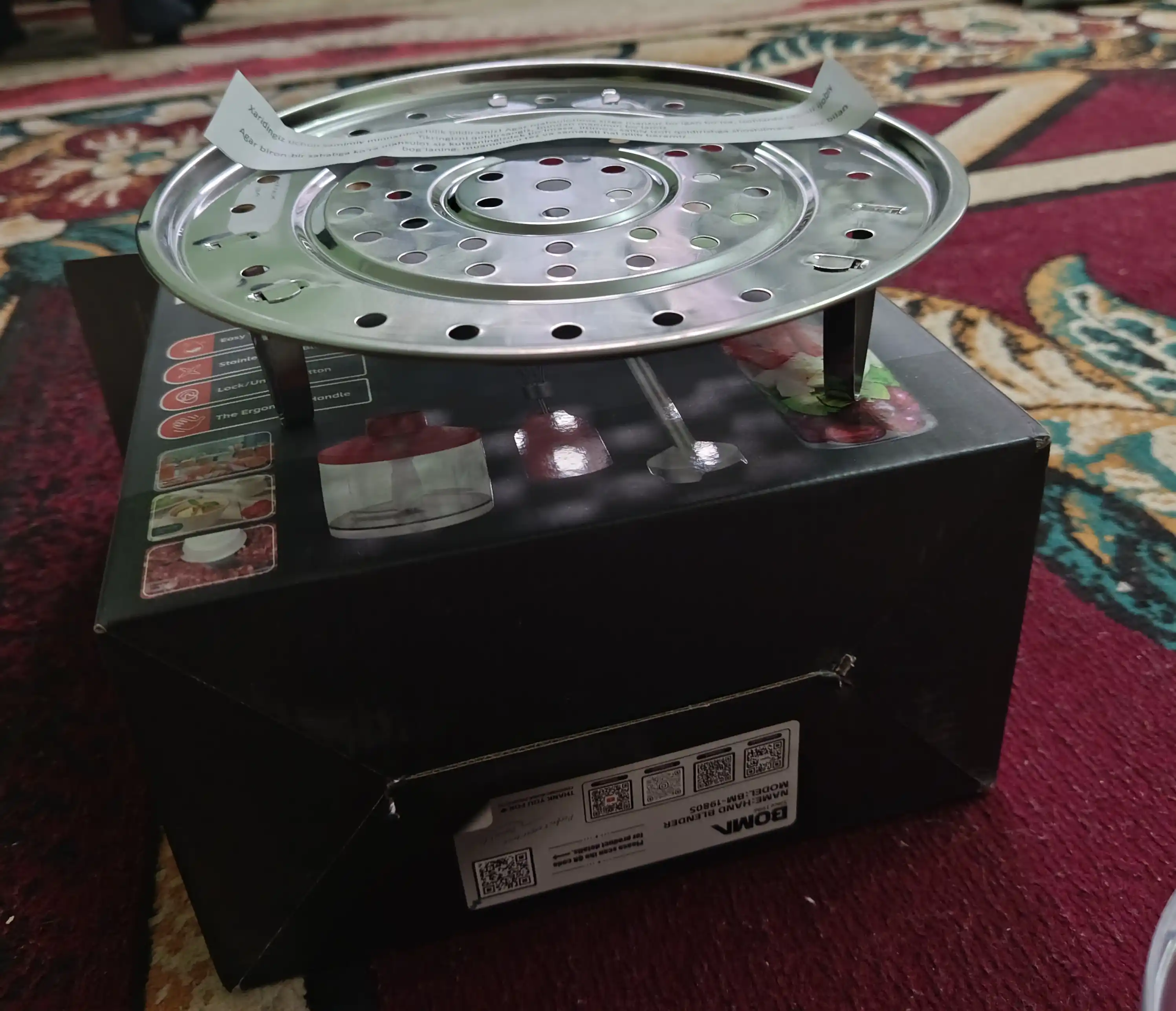 SuS 304 Oyoqchali bug'lagich tagligi bilan, zanglamas po‘lat, 20 sm/22 sm