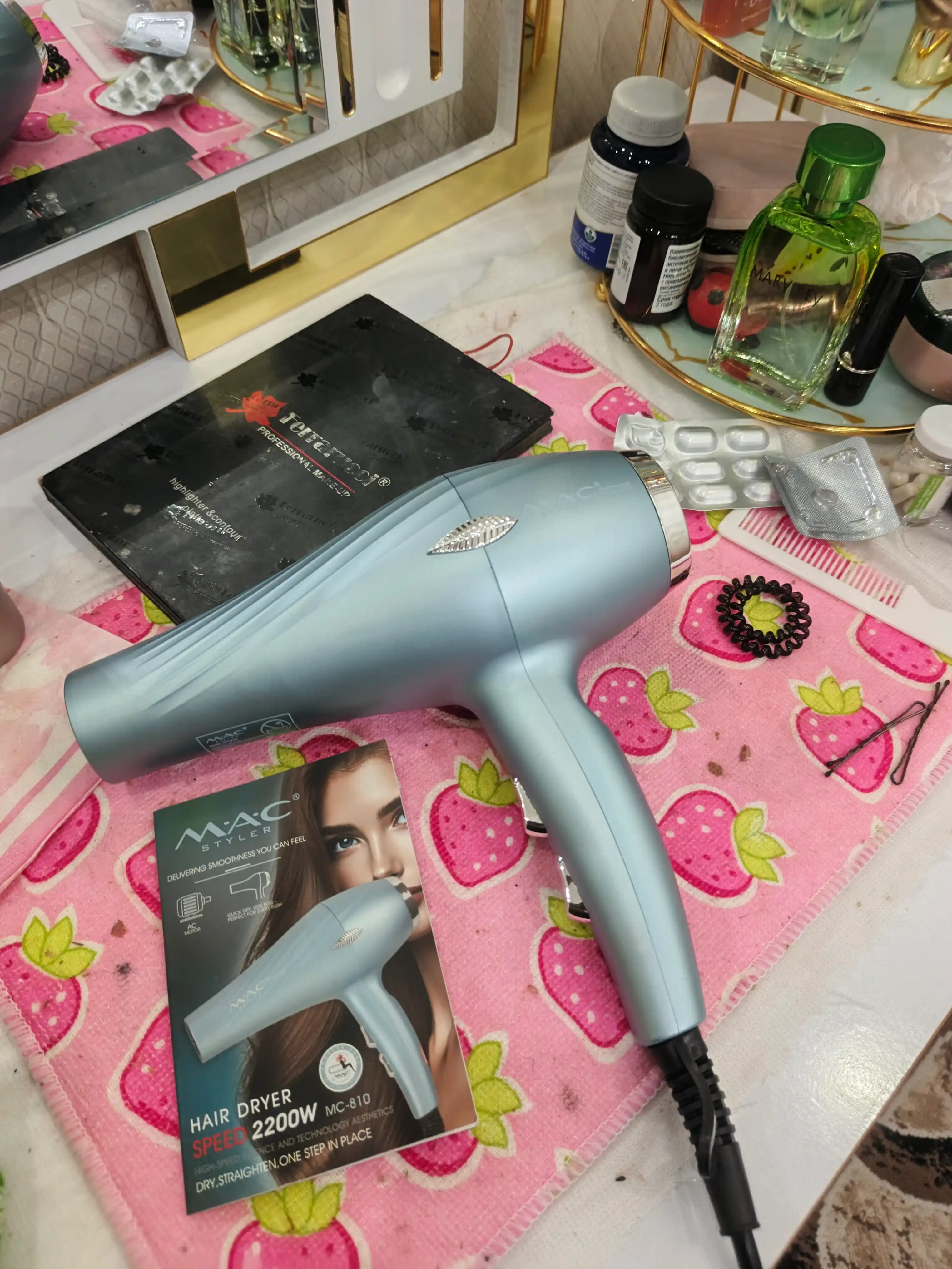 Фен для волос MAC Styler, профессиональный фен 2200W, 3 режима, 2 насадки