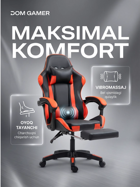 Geymer kreslosi, kompyuter kreslosi, FIDGO, zinapoyali, 120 kg gacha
