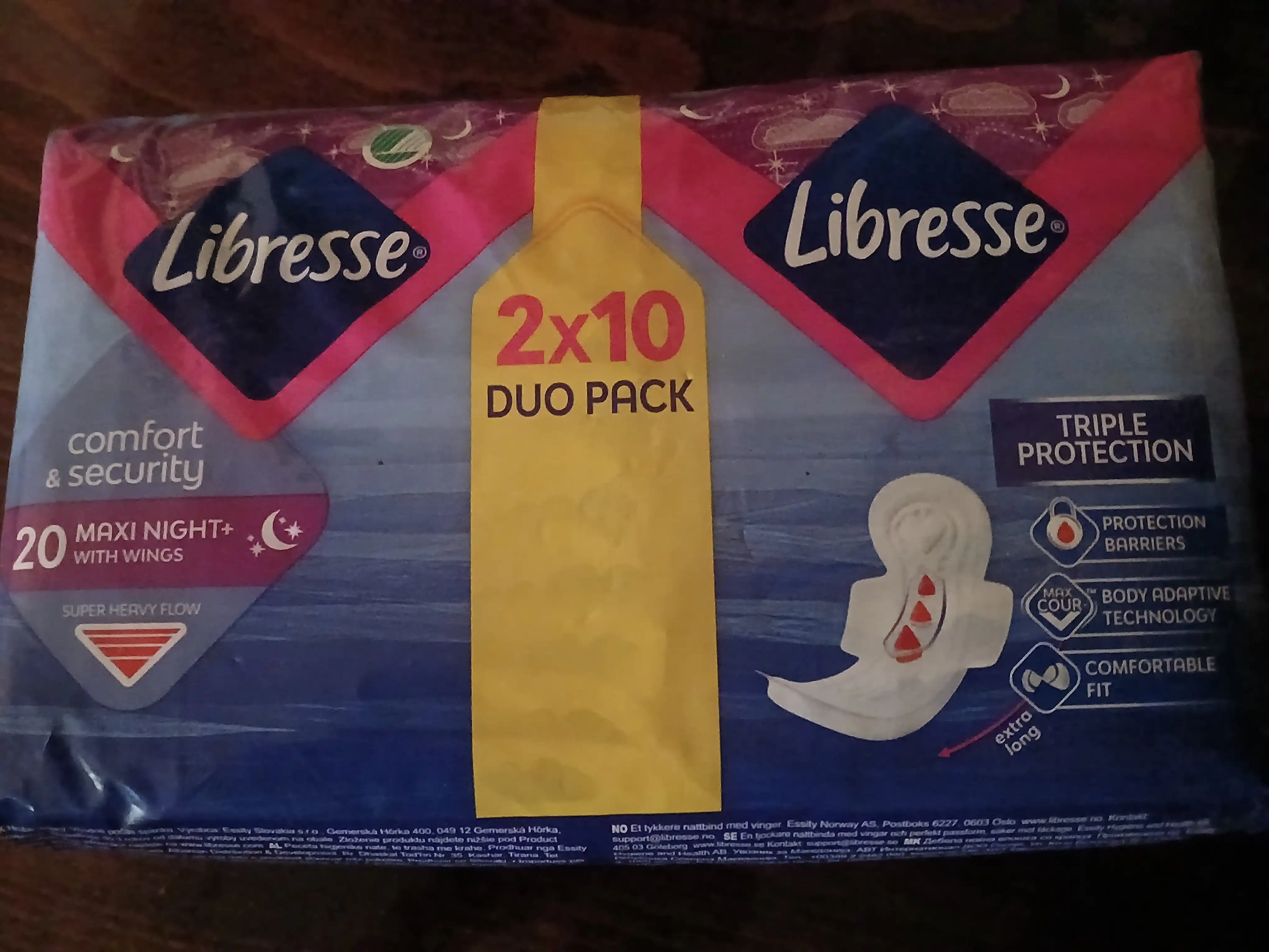 Ночные прокладки Libresse Maxi 6 капель, 20 шт