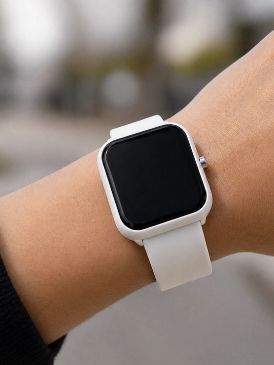 Умные часы Smart Watch с белым ремешком, квадратным экраном, спортрежимом и сном