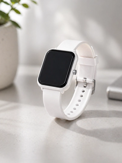Умные часы Smart Watch с белым ремешком, квадратным экраном, спортрежимом и сном