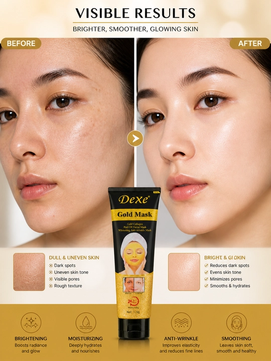 Маска для лица Dexe Black и Gold, очищающая и увлажняющая, 120 г