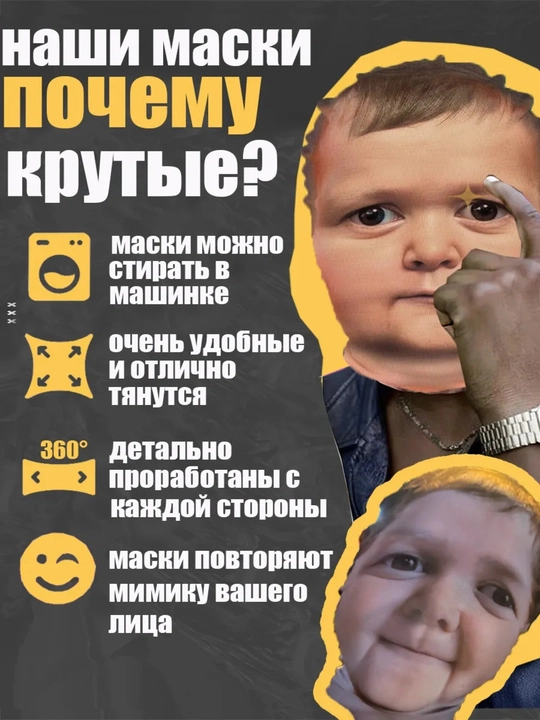 Kарнавальные маска 360°, маска для пранка, вечеринки и розыгрышей, хэллоуина, смешная маска
