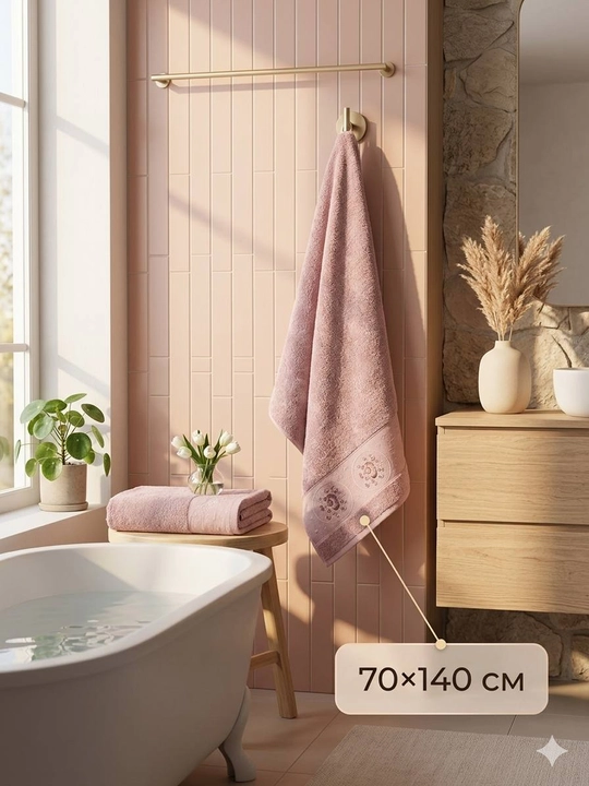 Набор банных и лицевых полотенец (2 шт.), 50x90 см и 7x140 см, 100% хлопок