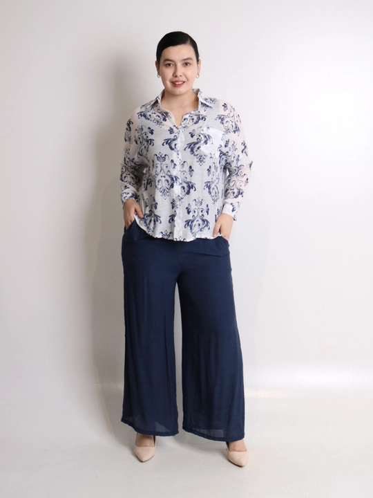 Ayollar uchun printli kimono va keng shim oversize kostyum