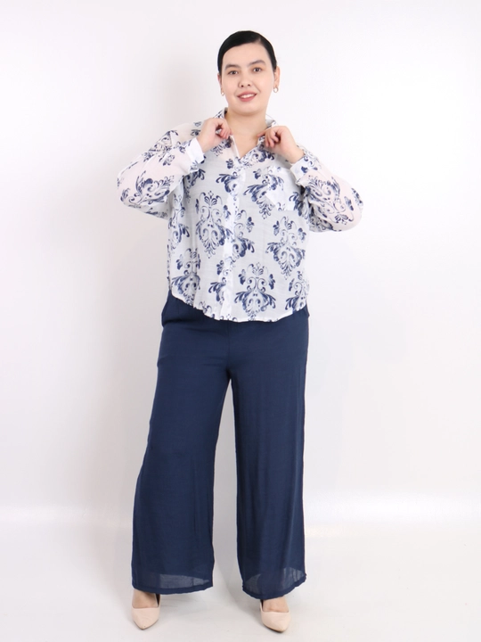 Ayollar uchun printli kimono va keng shim oversize kostyum