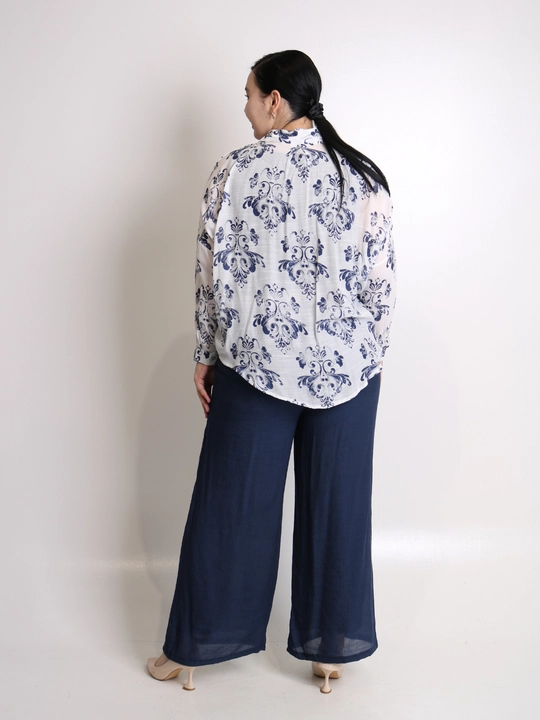 Ayollar uchun printli kimono va keng shim oversize kostyum