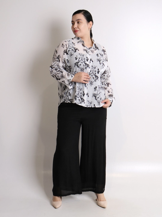 Ayollar uchun printli kimono va keng shim oversize kostyum