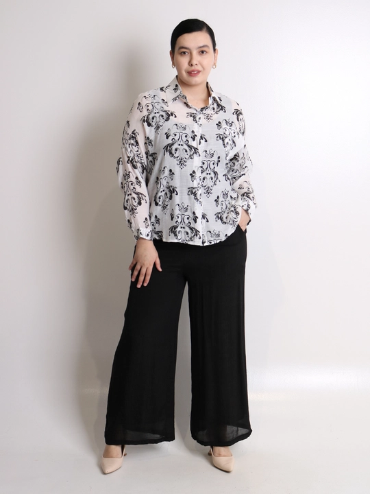 Ayollar uchun printli kimono va keng shim oversize kostyum