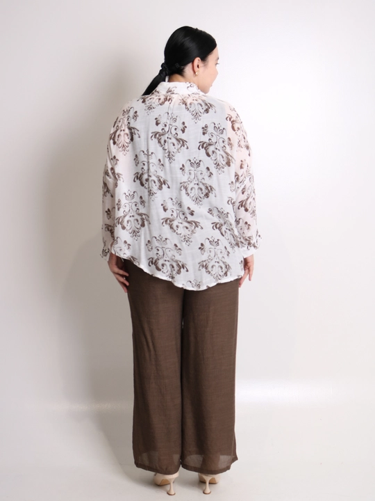 Ayollar uchun printli kimono va keng shim oversize kostyum
