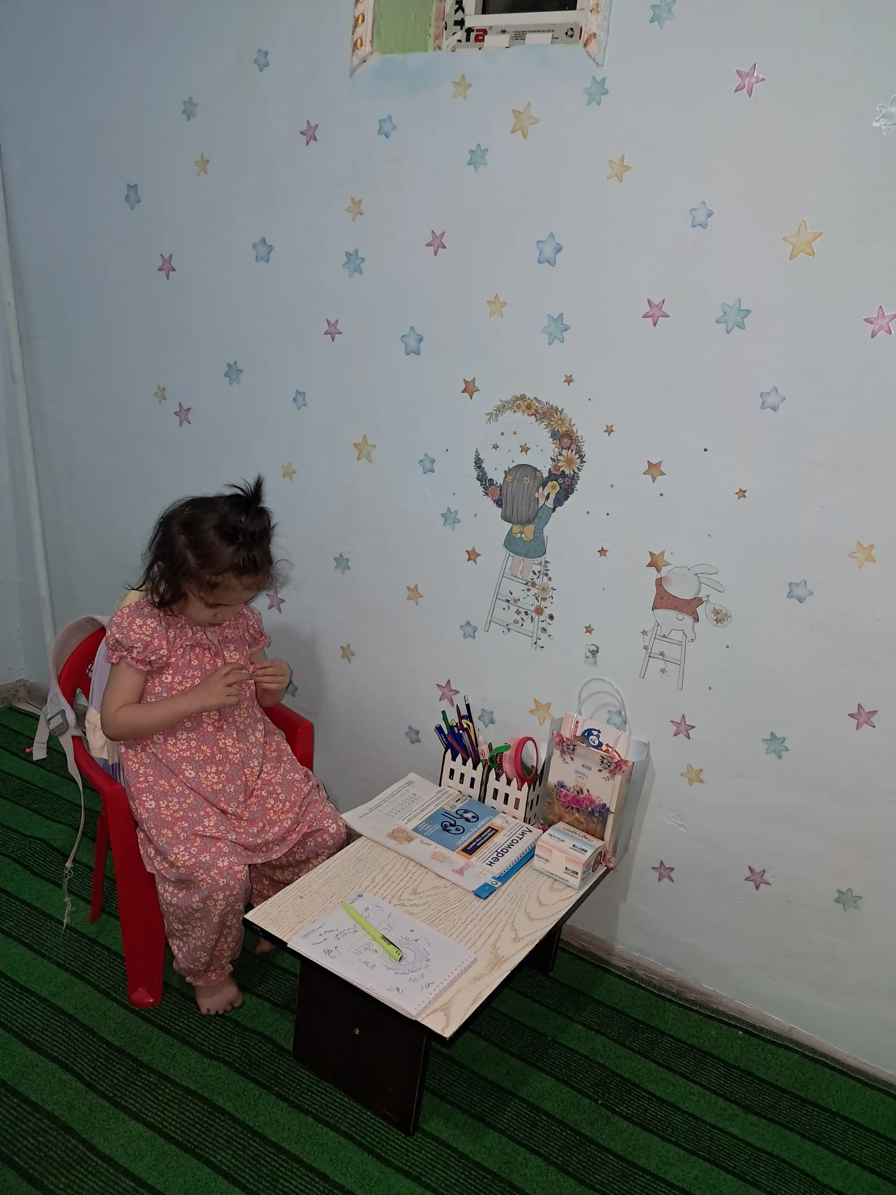 Ichki stikerlar, devorlardagi bolalar xonasi, devor qog'ozi, derazalar, ofis uchun, dekor
