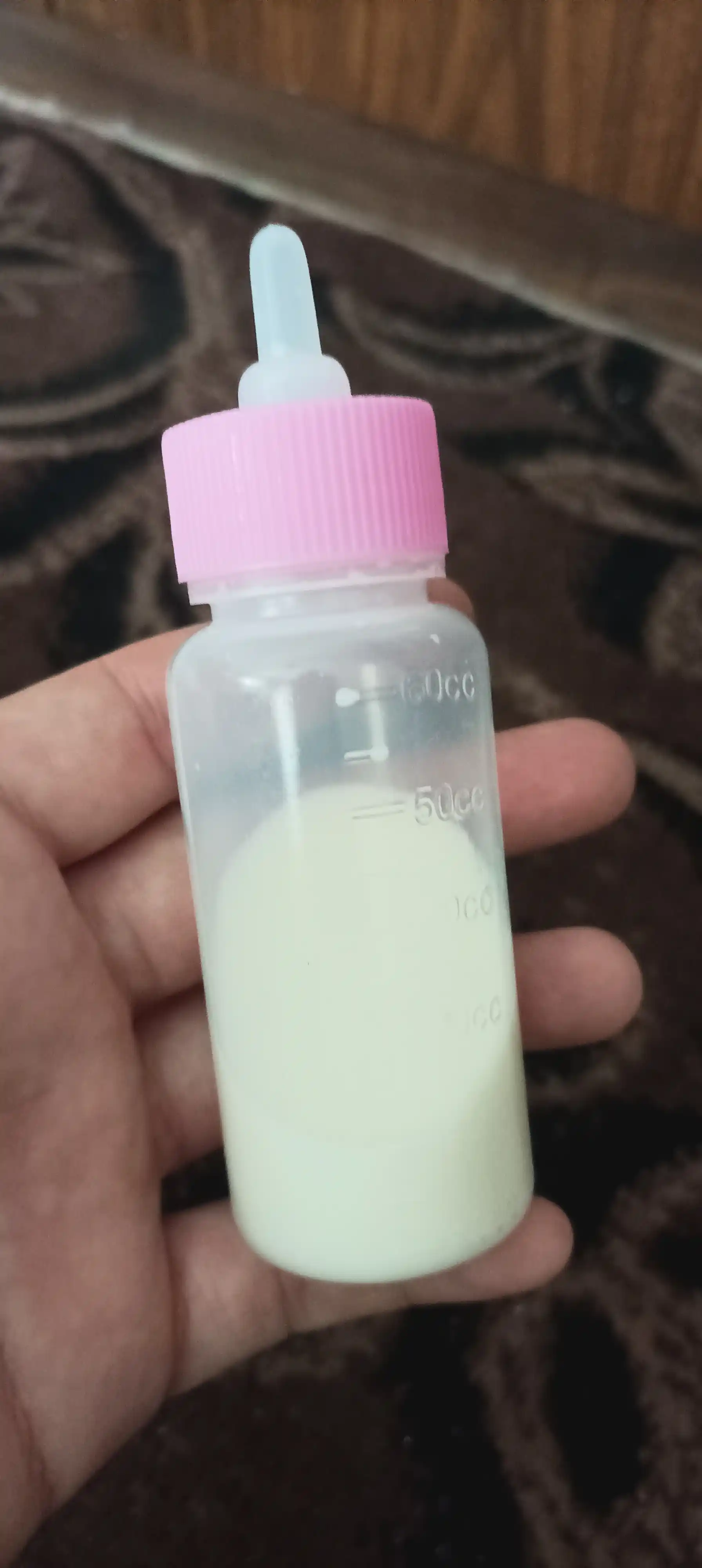 Yangi tug‘ilgan mushuklar va itlar uchun so‘rg‘ichli shisha idish, 50 ml