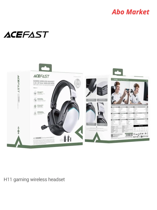 Acefast H11 o‘yin quloqchinlari, simsiz, RGB yoritgichli, 2.4G + Bluetooth, mikrofonli