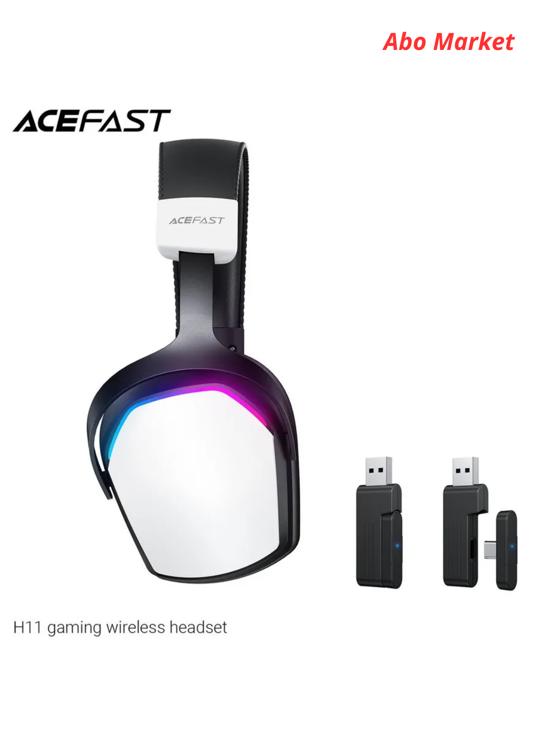 Acefast H11 o‘yin quloqchinlari, simsiz, RGB yoritgichli, 2.4G + Bluetooth, mikrofonli