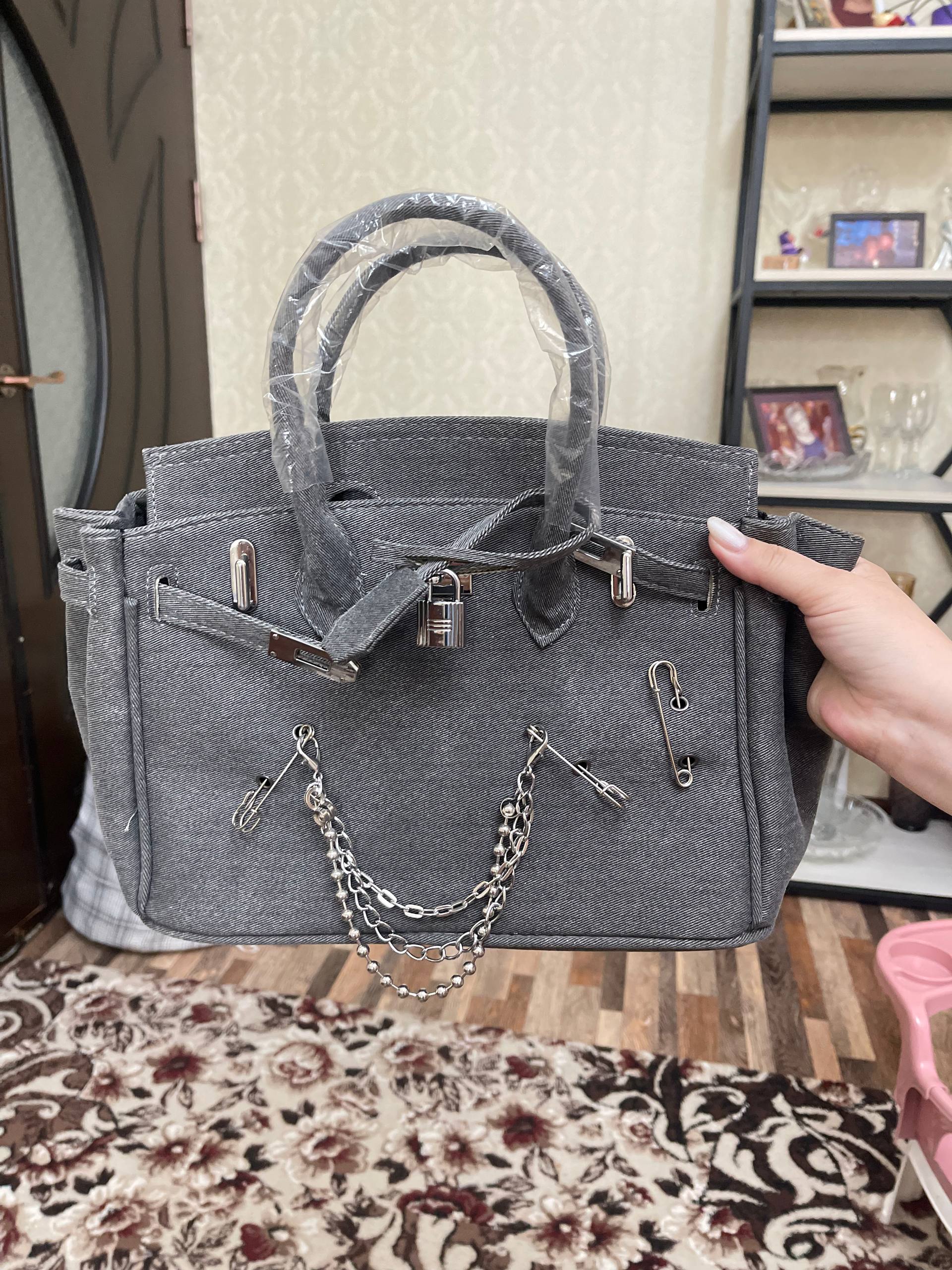 Ayollar uchun Hermes Birkin uslubidagi jinsi sumka, qulfli, yelka orqali, cross-bodi
