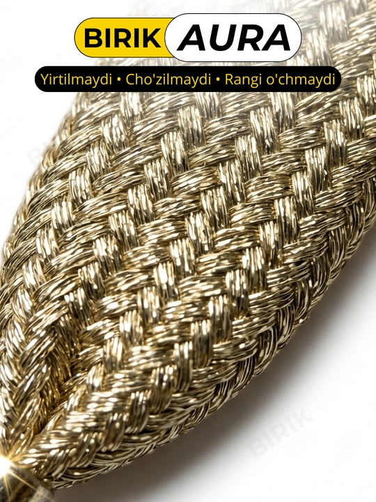 BIRIK AURA metallik lyureks, yassi, 10 mm, 110 sm, yaltiroq krossovka bogichi