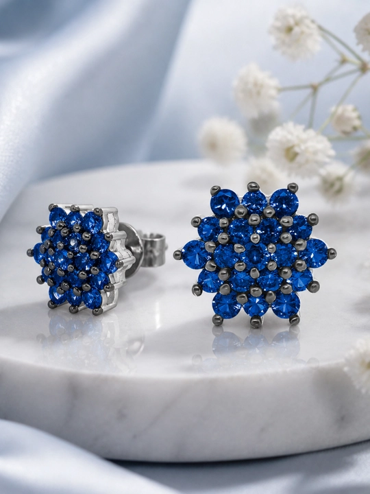Серьги из серебра 925 пробы, с родием, вставки: с искусственным сапфиром (OS00136E-0S-SVO)