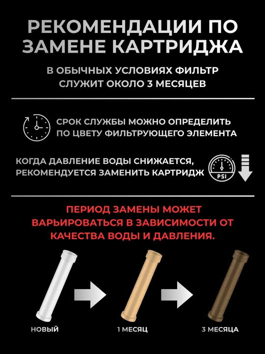 Лейка для душа с фильтром, 3 режима, кнопка STOP, CleanSpace