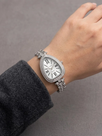 Женские часы, кварцевый механизм, наручные часы BVLGARI для женщин, в подарочной коробке — 894523-SOATAYOLARGARRA-СЕРЕБРН