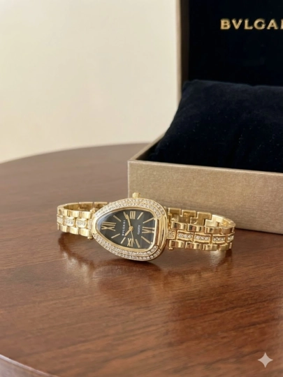 Женские часы, кварцевый механизм, наручные часы BVLGARI для женщин, в подарочной коробке — 894523-SOATAYOLARGARRA-ШОКОЛ