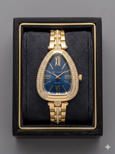 Женские часы, кварцевый механизм, наручные часы BVLGARI для женщин, в подарочной коробке — 894523-SOATAYOLARGARRA-СИНИЙ
