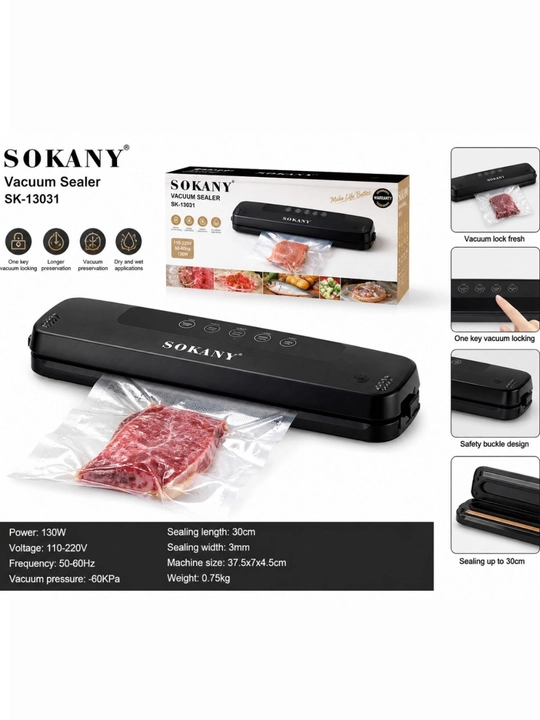 Vakuumator, vakuum paket yopishtirgich, Sokany SK 13031, qadoqlash mashinasi oshxona uchun