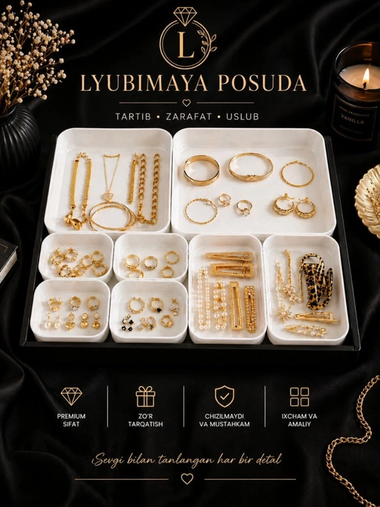 Kosmetika kanselyariya tovarlari uchun 8 bo‘limli qutilar uchun universal organayzer - 