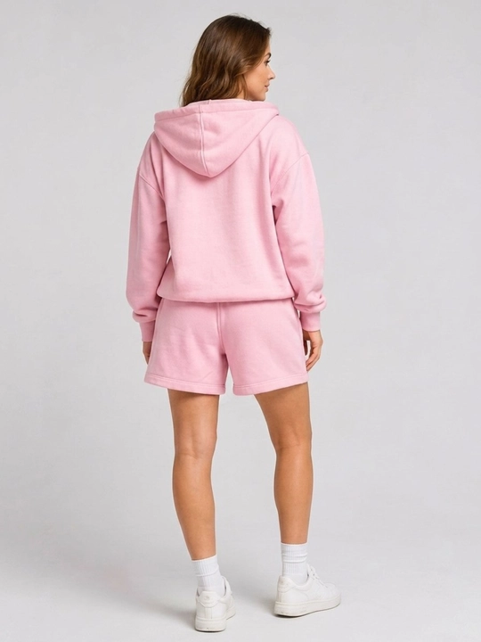 Ayollar uchun Sela komplekti fermuarli xudi + shorti oversize, 100% paxta