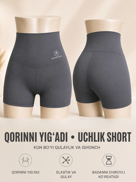 Sport uchun shortik-belni tortadi, qorinni yo'qotadi, 3 xil rangda - 