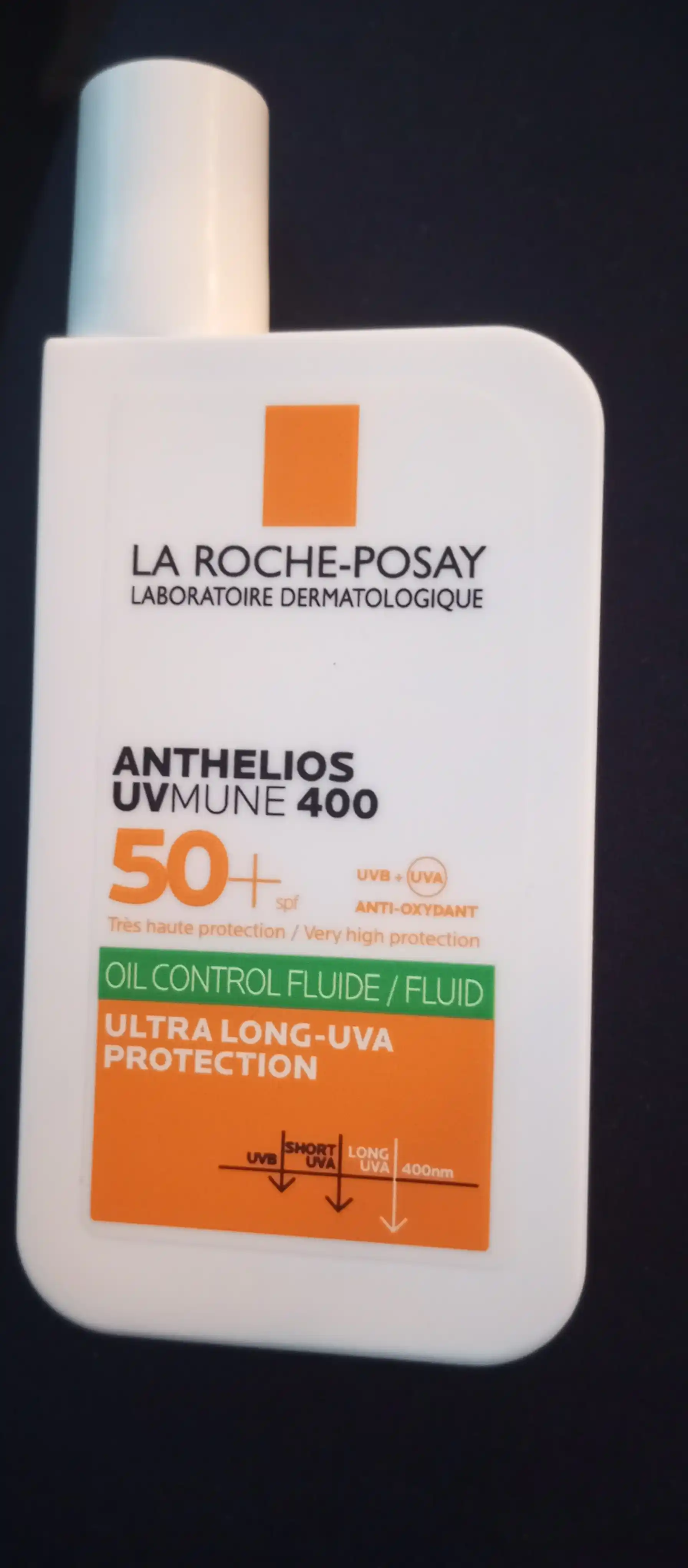 Yuz uchun quyoshdan himoya qiluvchi matlashtiruvchi suyuqlik SPF  50+ / PPD 56, LA ROCHE-POSAY ANTHELIOS UVMUNE 400, 50 ml